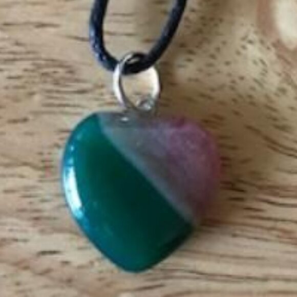 Druzy Agate Necklace Jewelry - Pink & Green Druzy Geode Agate Heart Pendant Gemstone Necklace